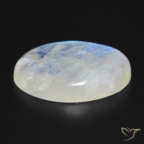 Pierre de lune arc-en-ciel Blanc bleuâtre naturelle ovale, 45.90 ct, Translucide