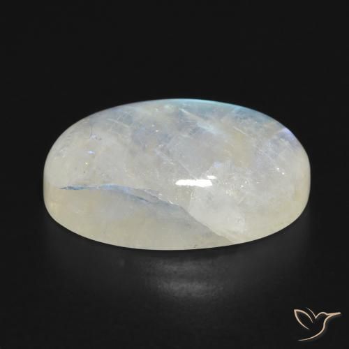 Pierre de lune arc-en-ciel Blanc bleuâtre naturelle ovale, 13.53 ct, Translucide
