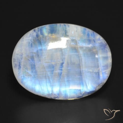 27.61ct Naturel Blanc bleuâtre Pierre de lune arc-en-ciel, ovale, Translucide