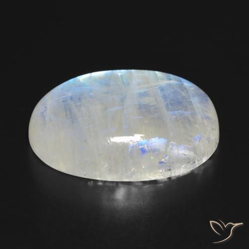 Pierre de lune arc-en-ciel Blanc bleuâtre naturelle ovale, 27.61 ct, Translucide