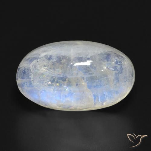 Pierre de lune arc-en-ciel blanc naturelle coupe ovale, 14,87 ct, translucide