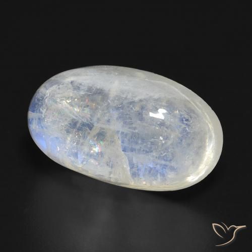 Pierre de lune arc-en-ciel blanc naturelle coupe ovale, 14,87 ct, translucide
