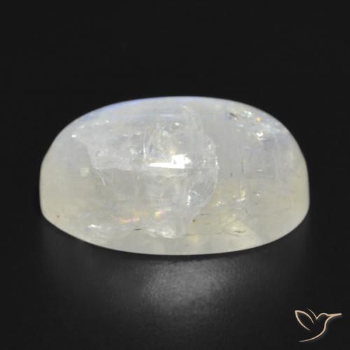 Pierre de lune arc-en-ciel blanc naturelle coupe ovale, 14,87 ct, translucide