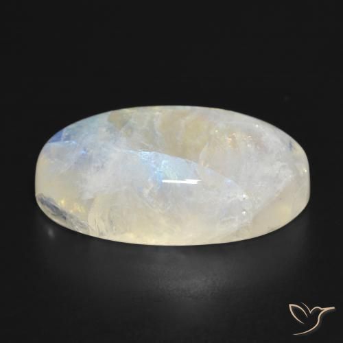 Pierre de lune arc-en-ciel Blanc bleuâtre naturelle ovale, 25.94 ct, Translucide