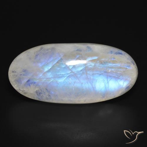 28.30ct Naturel Blanc bleuâtre Pierre de lune arc-en-ciel, ovale, Translucide