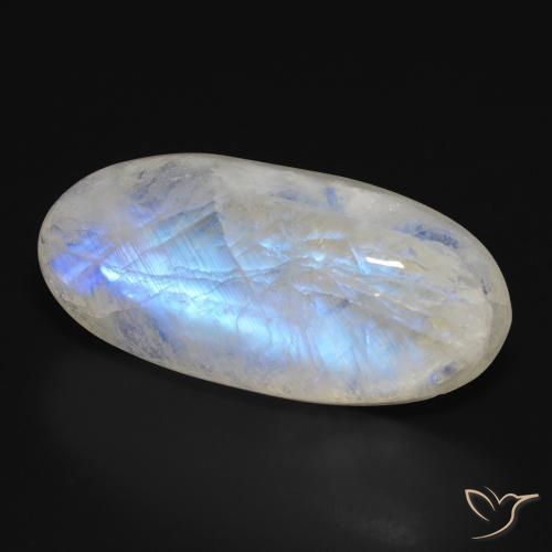 Pierre de lune arc-en-ciel Blanc bleuâtre naturelle ovale, 28.30 ct, Translucide