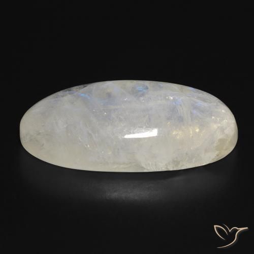 Pierre de lune arc-en-ciel Blanc bleuâtre naturelle ovale, 28.30 ct, Translucide