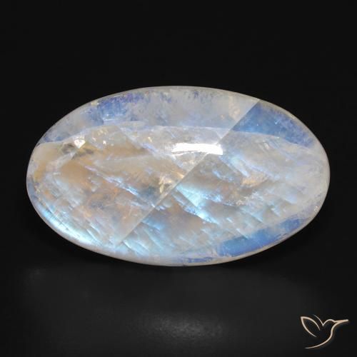 24.46ct Naturel Blanc bleuâtre Pierre de lune arc-en-ciel, ovale, Translucide