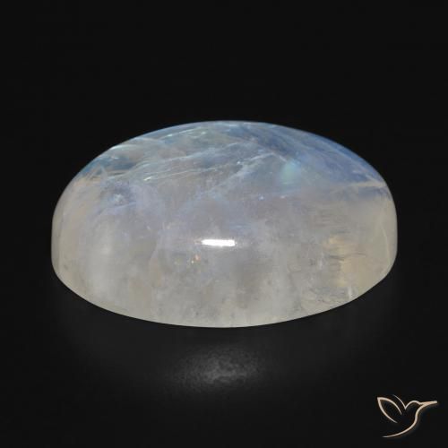 Pierre de lune arc-en-ciel Blanc bleuâtre naturelle ovale, 31.82 ct, Translucide