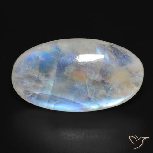 26.45ct Naturel Blanc bleuâtre Pierre de lune arc-en-ciel, ovale, Translucide