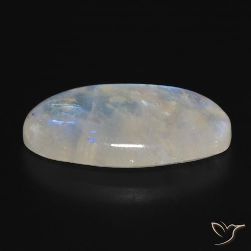 Pierre de lune arc-en-ciel Blanc bleuâtre naturelle ovale, 26.45 ct, Translucide