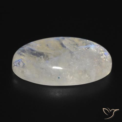 Pierre de lune arc-en-ciel Blanc bleuâtre naturelle ovale, 23.70 ct, Translucide