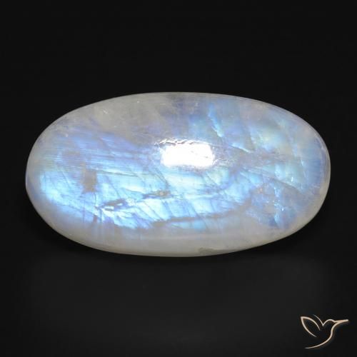 28.13ct Naturel Blanc bleuâtre Pierre de lune arc-en-ciel, ovale, Translucide