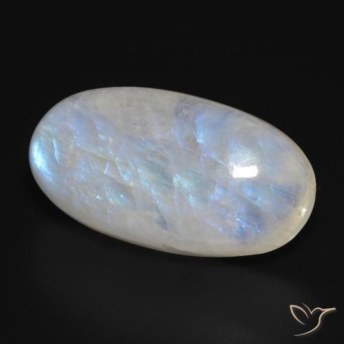 Pierre de lune arc-en-ciel Blanc bleuâtre naturelle ovale, 28.13 ct, Translucide
