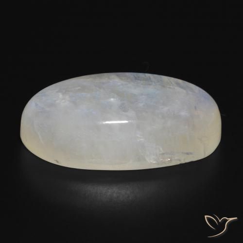 Pierre de lune arc-en-ciel Blanc bleuâtre naturelle ovale, 28.13 ct, Translucide