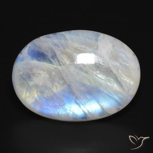29.81ct Naturel Blanc bleuâtre Pierre de lune arc-en-ciel, ovale, Translucide