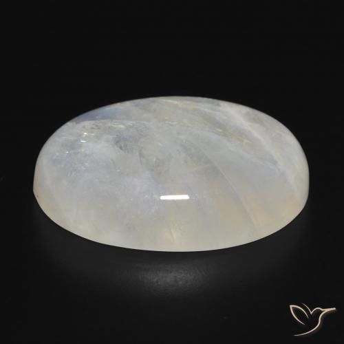 Pierre de lune arc-en-ciel Blanc bleuâtre naturelle ovale, 29.81 ct, Translucide