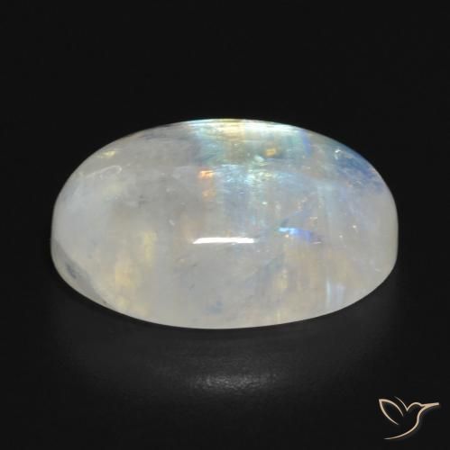 Pierre de lune arc-en-ciel Blanc bleuâtre naturelle Coupe ovale, 11.77 ct, Translucide