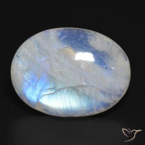 Pierre de lune arc-en-ciel blanc naturelle coupe ovale, 19,49 ct, translucide