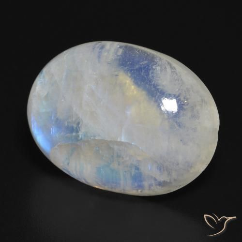 Pierre de lune arc-en-ciel blanc naturelle coupe ovale, 19,49 ct, translucide