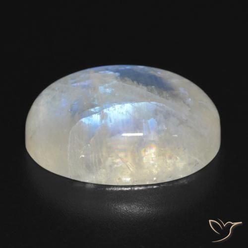 Pierre de lune arc-en-ciel blanc naturelle coupe ovale, 19,49 ct, translucide