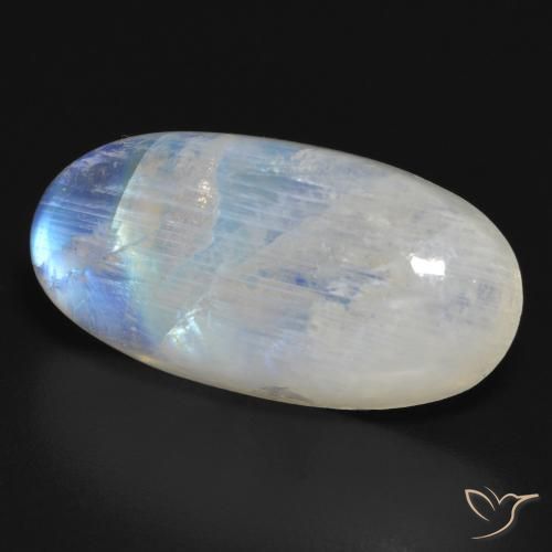Pierre de lune arc-en-ciel Blanc bleuâtre naturelle ovale, 17.17 ct, Translucide