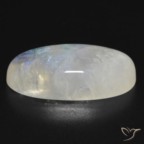 Pierre de lune arc-en-ciel Blanc bleuâtre naturelle ovale, 17.17 ct, Translucide