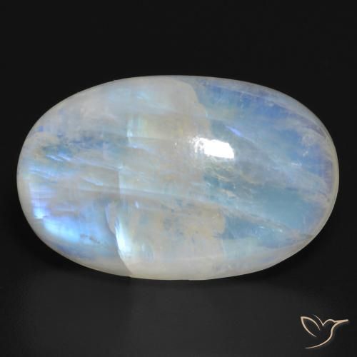 20.64ct Naturel Blanc bleuâtre Pierre de lune arc-en-ciel, ovale, Translucide