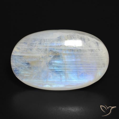 27.82ct Naturel Blanc bleuâtre Pierre de lune arc-en-ciel, ovale, Translucide