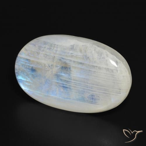 Pierre de lune arc-en-ciel Blanc bleuâtre naturelle ovale, 27.82 ct, Translucide