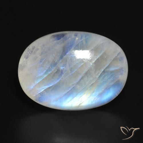 14.84ct Naturel Blanc bleuâtre Pierre de lune arc-en-ciel, ovale, Translucide