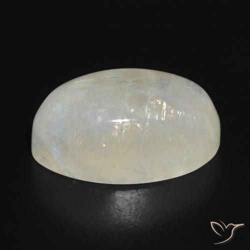 Pierre de lune arc-en-ciel Blanc bleuâtre naturelle ovale, 14.10 ct, Translucide