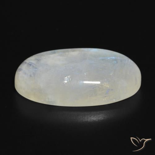 Pierre de lune arc-en-ciel Blanc bleuâtre naturelle ovale, 22.34 ct, Translucide
