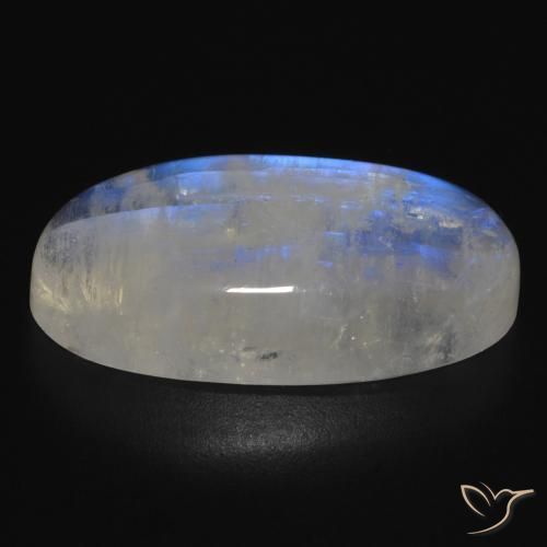 Pierre de lune arc-en-ciel Blanc bleuâtre naturelle ovale, 18.15 ct, Translucide