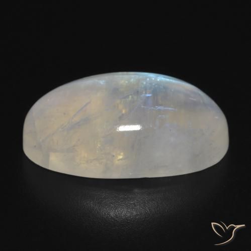 Pierre de lune arc-en-ciel Blanc bleuâtre naturelle ovale, 12.55 ct, Translucide