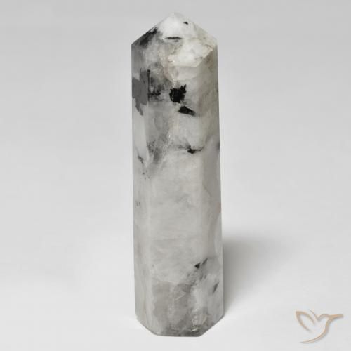 45.68ct Naturel Blanc avec noir Pierre de lune arc-en-ciel, Fantaisie, Opaque