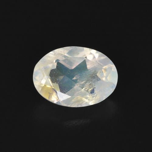0.76ct Naturel Blanc bleuâtre Pierre de lune arc-en-ciel, ovale, Transparent