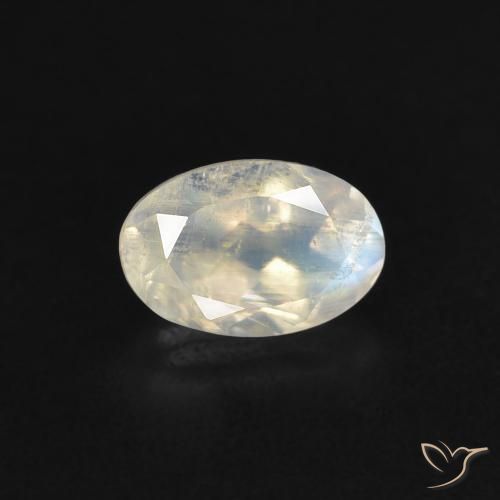 Pierre de lune arc-en-ciel blanc naturelle coupe ovale, 0,54 ct, transparent