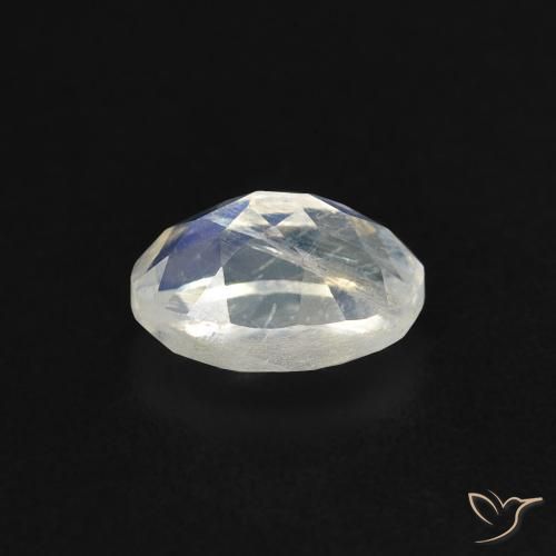Pierre de lune arc-en-ciel blanc naturelle coupe ovale, 0,54 ct, transparent