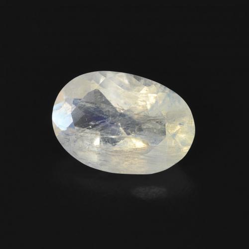 Pierre de lune arc-en-ciel Blanc bleuâtre naturelle ovale, 0.68 ct, Transparent