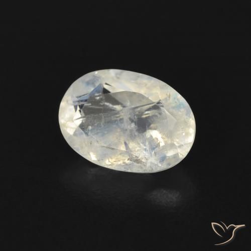 Pierre de lune arc-en-ciel Blanc bleuâtre naturelle ovale, 0.69 ct, Transparent