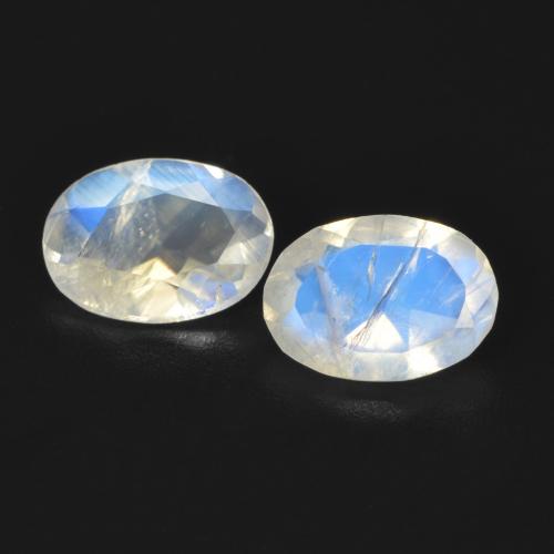 1.11ctw Naturel Blanc bleuâtre Pierre de lune arc-en-ciel, ovale, Transparent