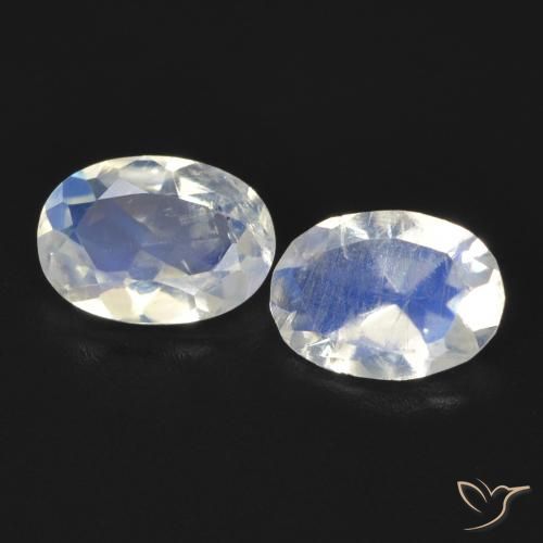 1.23ctw Naturel Blanc bleuâtre Pierre de lune arc-en-ciel, ovale, Transparent