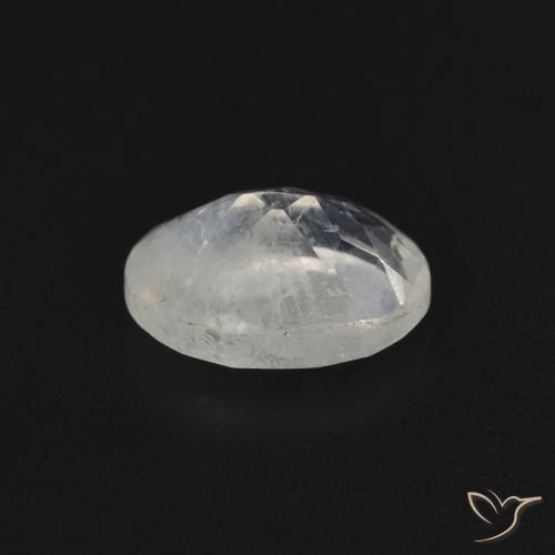Pierre de lune arc-en-ciel Blanc bleuâtre naturelle ovale, 0.77 ct, Transparent
