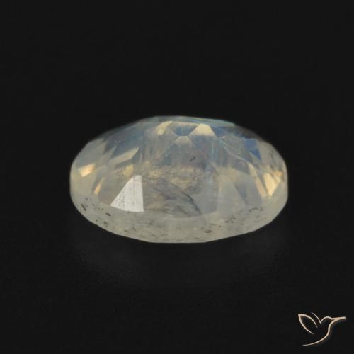 Pierre de lune arc-en-ciel Blanc bleuâtre naturelle ovale, 0.85 ct, Transparent