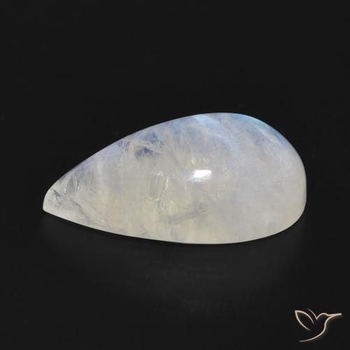 Pierre de lune arc-en-ciel Blanc bleuâtre naturelle En forme de poire, 9.43 ct, Translucide
