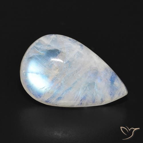 Pierre de lune arc-en-ciel Blanc bleuâtre naturelle En forme de poire, 7.16 ct, Translucide