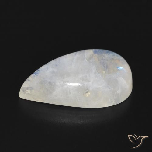 Pierre de lune arc-en-ciel Blanc bleuâtre naturelle En forme de poire, 7.16 ct, Translucide