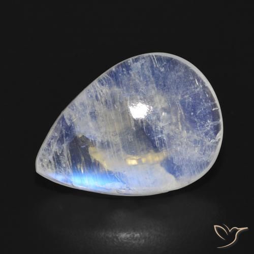 Pierre de lune arc-en-ciel Blanc bleuâtre naturelle En forme de poire, 7.54 ct, Translucide