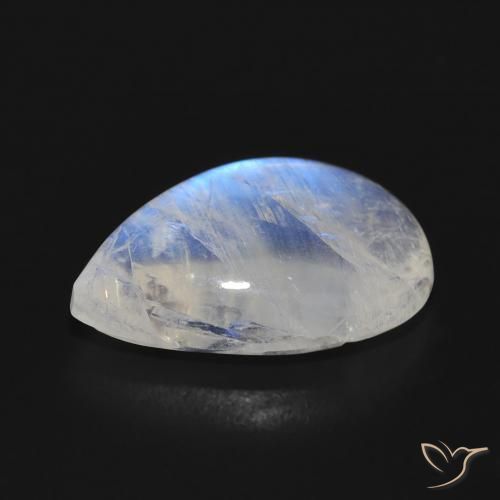 Pierre de lune arc-en-ciel Blanc bleuâtre naturelle En forme de poire, 7.54 ct, Translucide